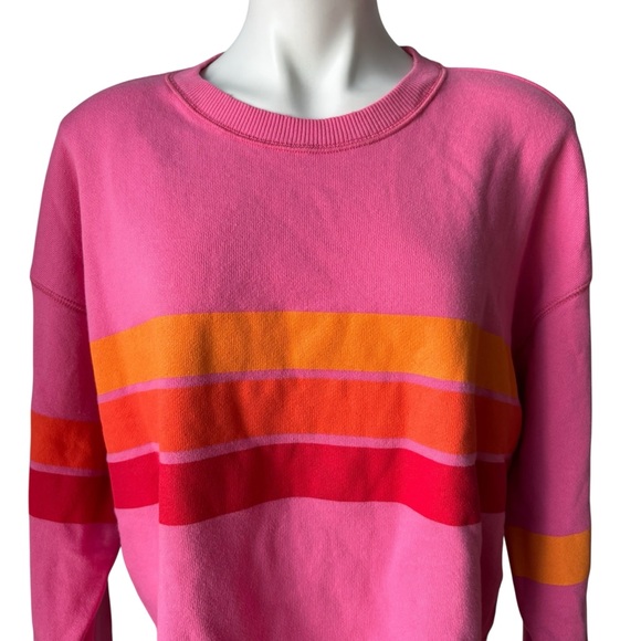 NWT, Aerie Pink Striped Cropped Terry Sweatshirt, Sz L - Picture 7 of 14